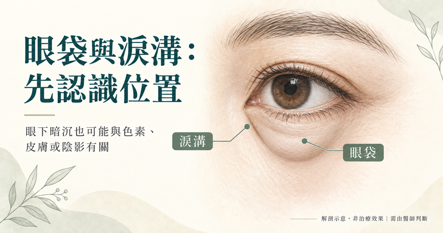 眼袋與淚溝位置示意
