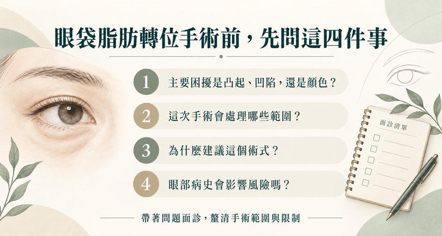 眼袋脂肪轉位手術前四項諮詢重點