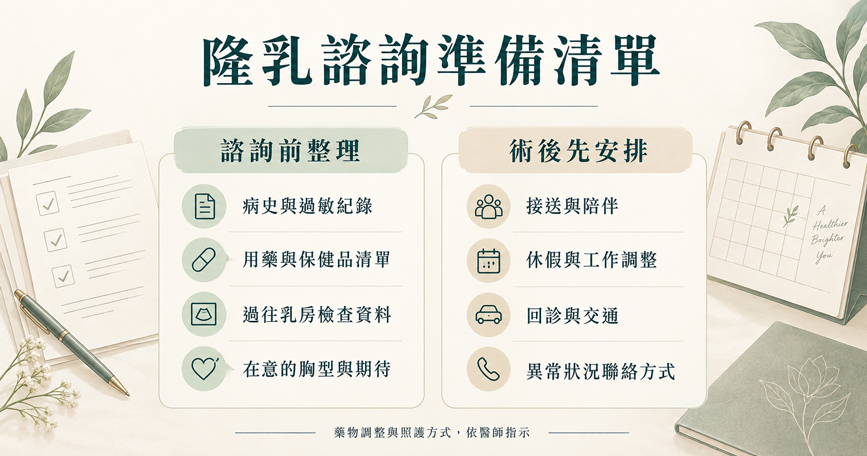 隆乳諮詢準備清單